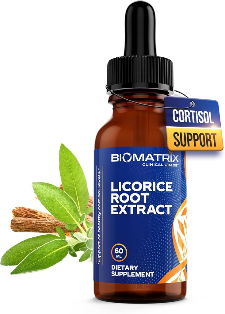 BioMatrix Licorice šaknų ekstraktas (1200 lašai 2 fl. oz) Aktyvesnis ingredientas nei kompetingas prekiniai ženklai (0,87 mg Glycyrrrhizin per Drop), Mažiau dozės Nassee, Koncentruotas, Padidinti Cortisol, Energetika