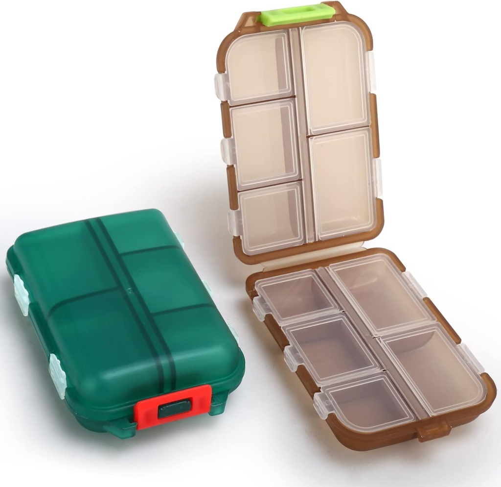 2PCS Mažas Travel Pill Box, Mielas Pill Organizatorius Case, Kelionių nešiojamas Medicinos Organizatorius Pill Konteineris išvalymas, su 10 Skirtingų vaistų skyriai, pagal MsfIAIoo
