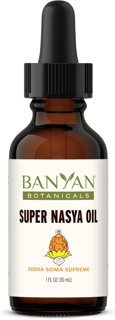 Banyan Botanicals Super Nasya aliejus - žolinis Nasal Oil lašai su Rose & Sandalwood - Sootes Nasal Passages & Support Sveikas poilsis * - 1 oz - Ne GMO, Cheminis nemokamai, žiaurumas nemokamai