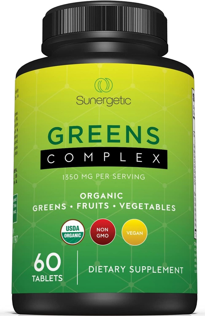 Premium USDA Organic Green Superfood Tablets - Žalieji Maisto milteliai apima Veggius, Vaisius ir polifenolius - Dienos Žalieji Maisto papildai - 60 Žaliųjų tabletės