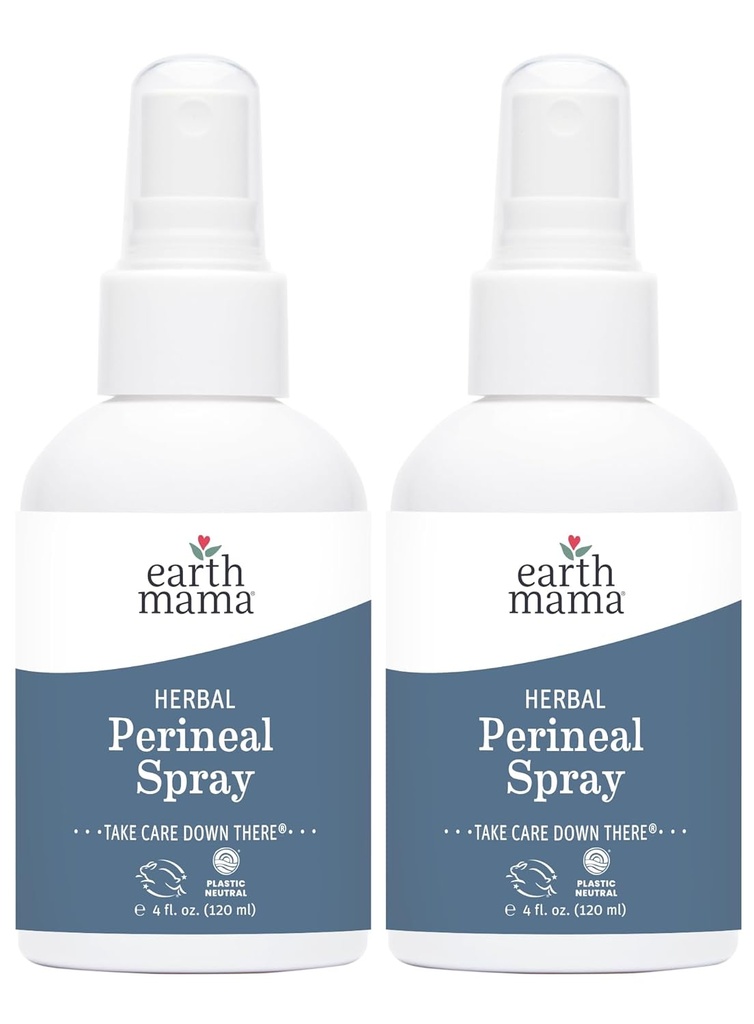 Earth Mama Herbal Perineal Spray | Safe for Pregnancy and Postpartum Recovery, Witch Hazel Natural Cooling Spray for After Birth Feminine Care Essentials, No Benzocaine or Butane, 4-Fl oz (2-Pack)