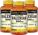 MASON NATURAL Valerian Root 500 mg, 6 Month Supply, Natural Sleep Aid, Promotes Healthy & Restful Sleep, Herbal Supplement, 3 Pack