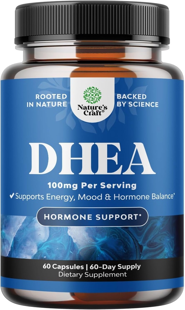 DHEA papildas moterims ir vyrams - Pure DHEA 100 mg hormonų pusiausvyrai, gerina nuotaiką, smegenų funkciją, imuninę sistemą, energiją ir vaisingumą - Dehidroepiandrosterono kapsulės suaugusiems - 60 Ct