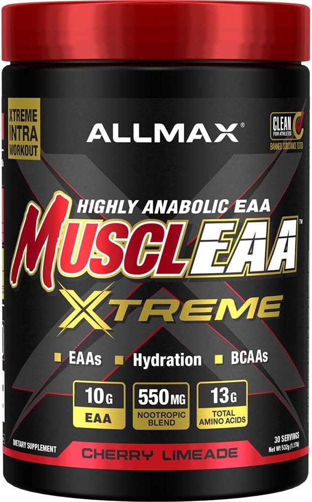 ALLMAX MUSCLEAA Xtreme, Cherry Limeade - 532 g Mill - Suteikia EAAs, BCAA & Hydration - iki 30 Paslaugos