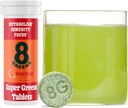8Green Supergreens Tablets Bendrijoje; Super Green Mill Superfood Tablet, Metabolizmas Imunitetas & Focus, Daily Green Effervesescent Tablets, Organic: Aloe Vera, Spirulina, Chlorella, Blood Orange, 10 Servings