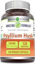 Nuostabios formulės Psyllium Husk 750mg Veggie Capsules Addition, 124; Non- GMO, 124; Gluten Free, 124; Pagaminta JAV, 124; Tinka vegetariečiams (120 Count)