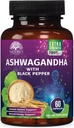 Ashwagandha papildai 2100mg - Ekstra stiprumo Ashwagandha milteliai ir šaknis ekstraktas su juodųjų pipirų Max Absorbcija, žolių antioksidantas papildai moterims ir vyrams, Vegan, Non- GMO - 60 kapsulės