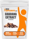 BulkSupplemen.com Guarana ekstraktas milteliai - natūralus kofeino papildas, iš Guarana Seed, Guarana milteliai - Gluten Free, 800mg per Serving, 250g (8,8 oz) (pakuotė 1)