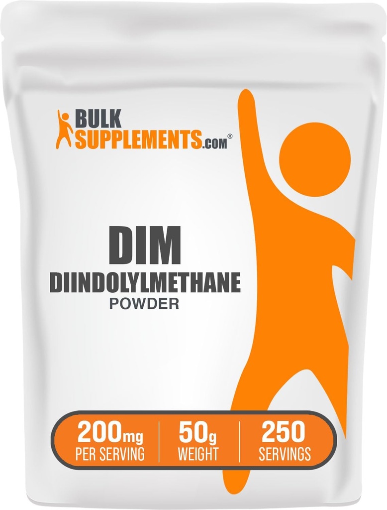 BulkSupplemen.com DIM Milteliai - Diindolilmetano milteliai, DIM Priedas vyrams ir moterims - Neflavored & Gluten Free, 200mg per Serving, 50g (1,8 oz) (pakuotė 1)