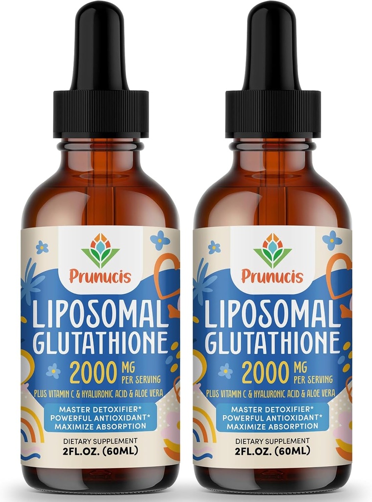 2000MG Liposominis skystas Glutationas, 98% Absorbcija, aktyvioji forma L- glutationo papildas, Vegan Friendly, Galingas antioksidanto kompleksas imuninei sistemai, senėjimo gynybai, detox, 4 FL.OZ