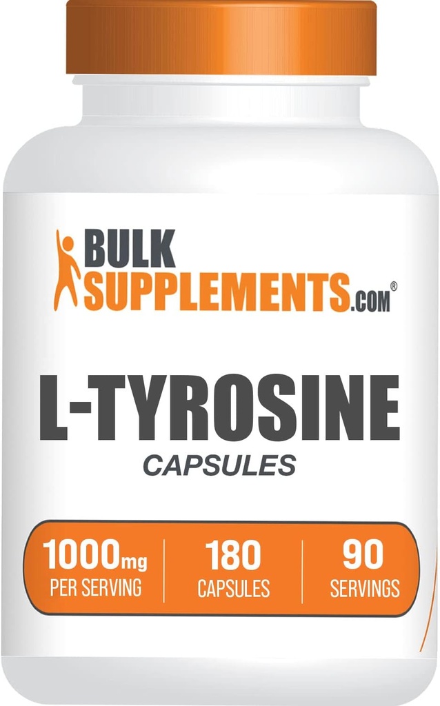 BulkSupp. com L- tirozino 1000mg kapsulės - Tirozino kapsulės, tirozino kapsulės, tirozino kapsulės 1000mg - Neesminiai aminorūgščių papildai, 2 kapsulės vienam servimui, 180 kapsulių