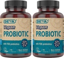 DEVA Vegan Probiotikas su FOS Prebiotics Addition - 2 Billion KSV su 100 MG prebiotics per Serving vyrams ir moterims - Non-Dairy Gluten Free - Natūralu Lizdinė plokštelė - 90 kapsulių (2 kapsulių pakuotė)