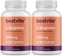 BESTVITE L- argininas 1000 mg tabletėje (480 tablečių) (240 x 2) - Farmacijos laipsnis - yra 20% Daugiau gryno arginino Palyginti su arginino HCl - azoto oksido Prekursor *