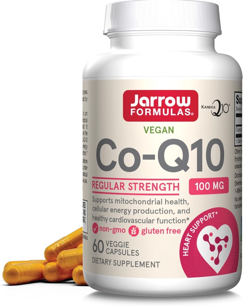 Jarrow Formulas Co-Q10 100 mg - Antioxidant Support for Mitochondrial Health, Cellular Energy Production & Healthy Cardiovascular Function - 60 Veggie Capsules - Non-GMO - Gluten Free