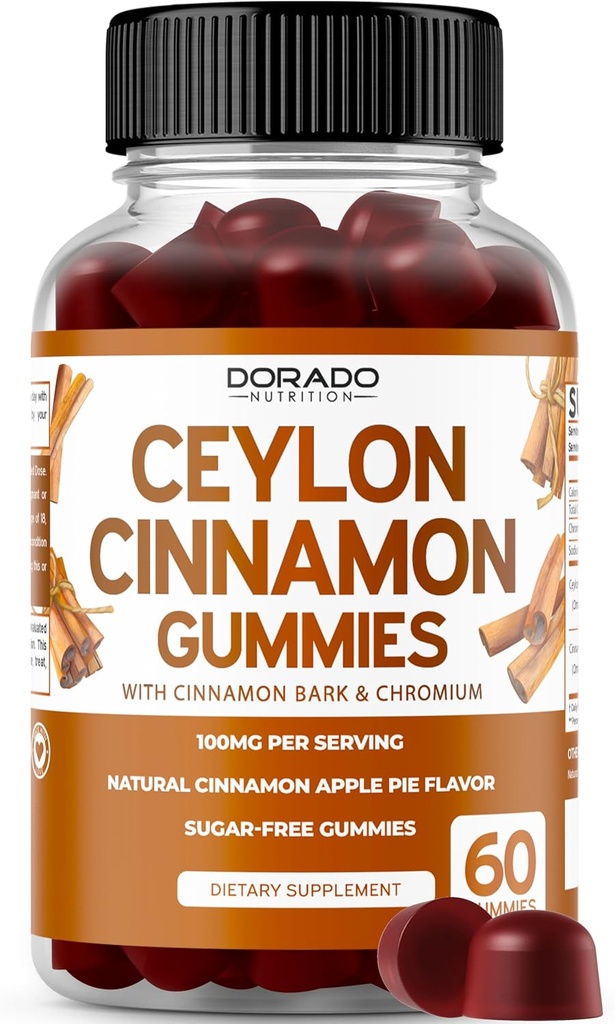 Ceilonas Cinnamon Gummies (60 Count) Apple Cider Vinacar Cinnamon, Turmeric, Berberine & Ginseng Digestion Core Wellness Support - Ceilonas papildai - Vegan Safe & JAV Pagaminta