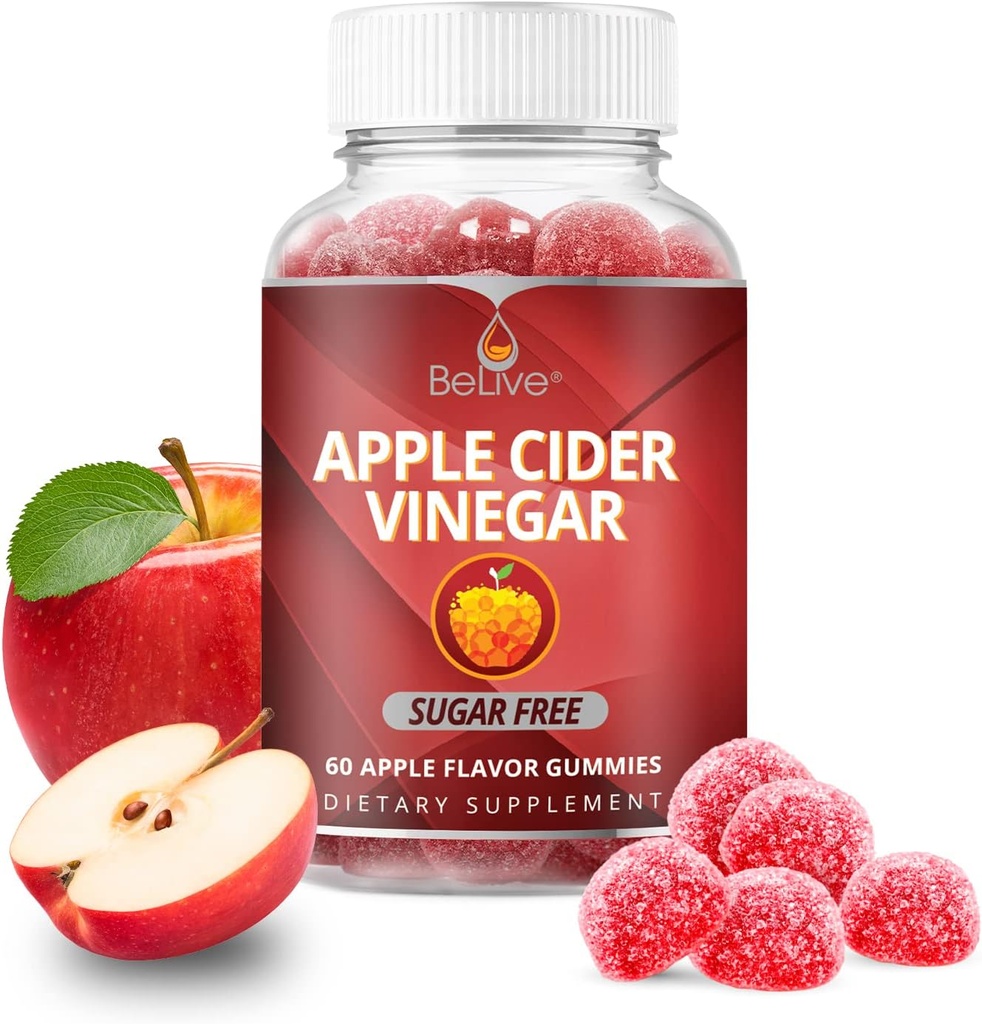 BeLive Apple Cider Actas Gummies - ACV Gummies Be cukraus I Detox & Cleanse Digistive Health I Alternatyvi Capsules, Vegan, Keto Friendly, Non- GMO, Gluten Free