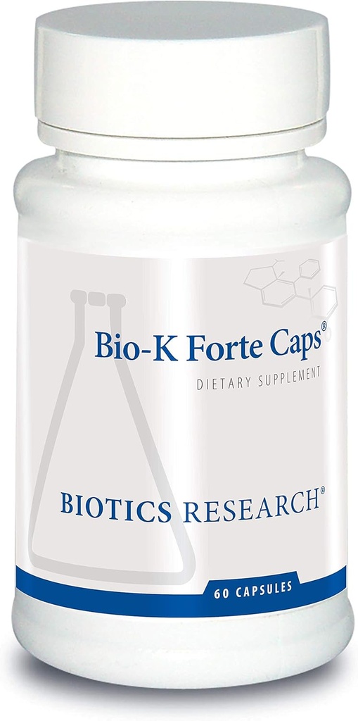 Biotics Research Bio K Forte Caps Vitaminas K kaip menachinonas 7, fitonadionas, derinys su K1 & MK 7, santykiu 1: 10. Vitaminas K su SOD ir kaataze 60 kapsulių
