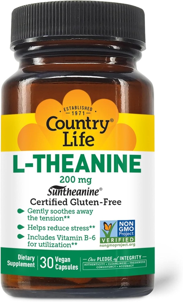 Country Life L- Theanine - 200 mg - 30 vegetariškų kapsulių