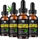 (4 pack) Organic Hemp Oil - 100% Natural Hemp Oil Extract, Relaxation, Immune Support, Rich in Omega 3, 6, 9 Riebalų rūgštys, Vegan - 30ml