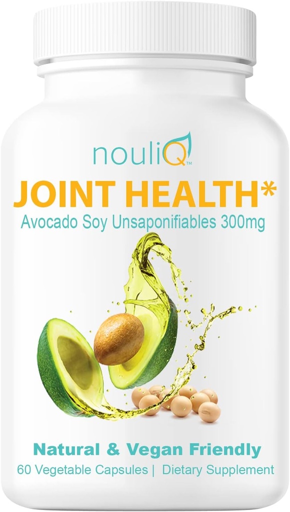 Natural & Vegan-Friendly Joint Health Supplement, Avocado Soy Unsaponifiables 300mg, Non-GMO, Free of Any Gluten, Artificial Colors or Flavors, Dairy and Shellfish, 60 Day Supply.