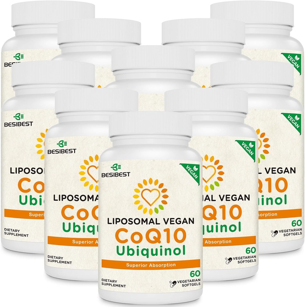1000 mg Liposominis CoQ10 Ubiquinol, 600 Vegan Softgels, High Absorption Ubiquinol CoQ10 Additive, Active Antioksidant Form of Coferment Q10 for Heart Function & Energy Production