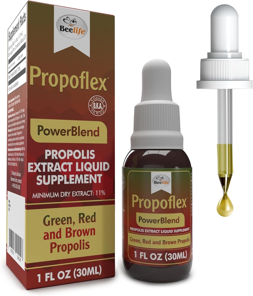 Beelife Propolis ekstraktas, Power Blend Green, Red & Brown Propolis- 100% Pure ekstraktas Bee Propolis Tincture, High Artepillin -C lygiai - Natūralus Antioksidantas, Imuninė Palaikymas- iš Brazilijos (30ml / 1Fl.Oz)