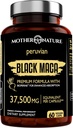 Juoda Maca Root 50: 1 ekstraktas 37,500mg - 60 Capsules Organic Peruvian Maca Peruana Priedas vyrams