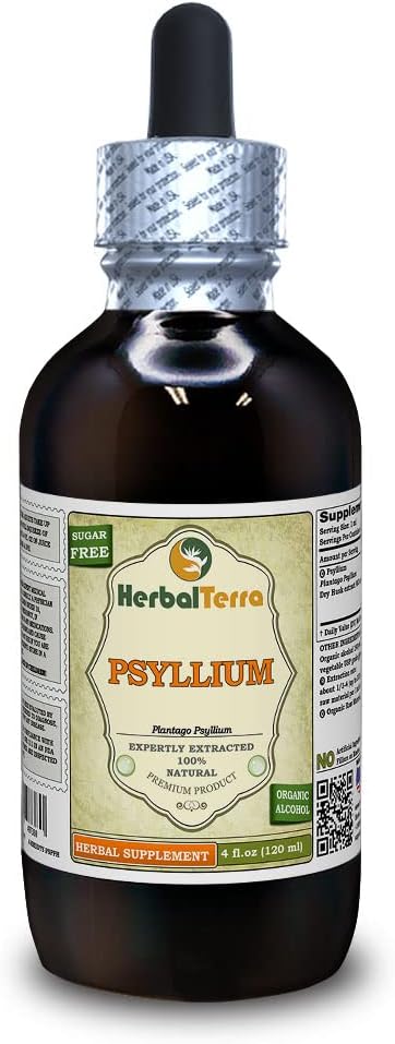 Pyllium (Plantago Ovata) Tincture, Organic Dry Husk Liquid Extract (Prekės pavadinimas: HerbalTerra, Proudly Made in USA) 4 fl.oz (120 ml)