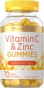 Carlyle Vitaminų C ir Cinko Gummies ® 124; 70 Grafas ® 124; Lemon Squarator ® 124; Vegan, Non- GMO, ir Gluten Free Priedas