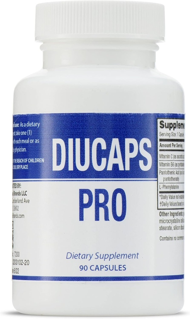 DIUCAPS PRO 90 kapsulės - Vitaminai ir Amino rūgštys. C, B5, B6, L Fenilalaninas. Gamintojas Legere Pharmaceuticals ES Global Brands.