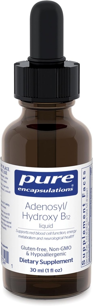 Pure Encapsulations Adenosil / Hydroxy B12 Liquid 30 ml - Energijos apykaitos ir neurologinės sveikatos palaikymas * - smegenų palaikymui * - Gluten Free - Vegan - 1 Fl Oz
