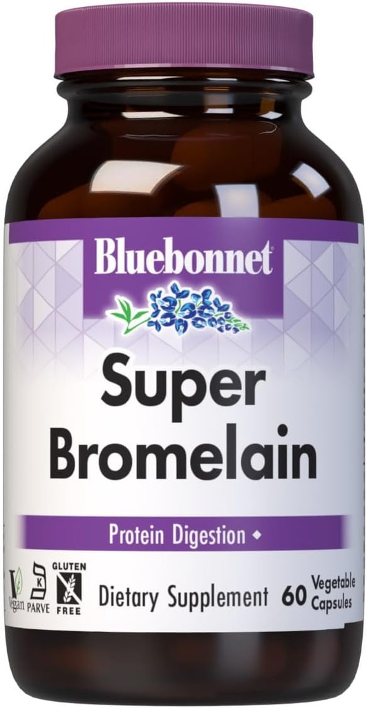 BlueBonnet Super Bromelaine Vegetarian Capsules, 500 mg, 60 Count