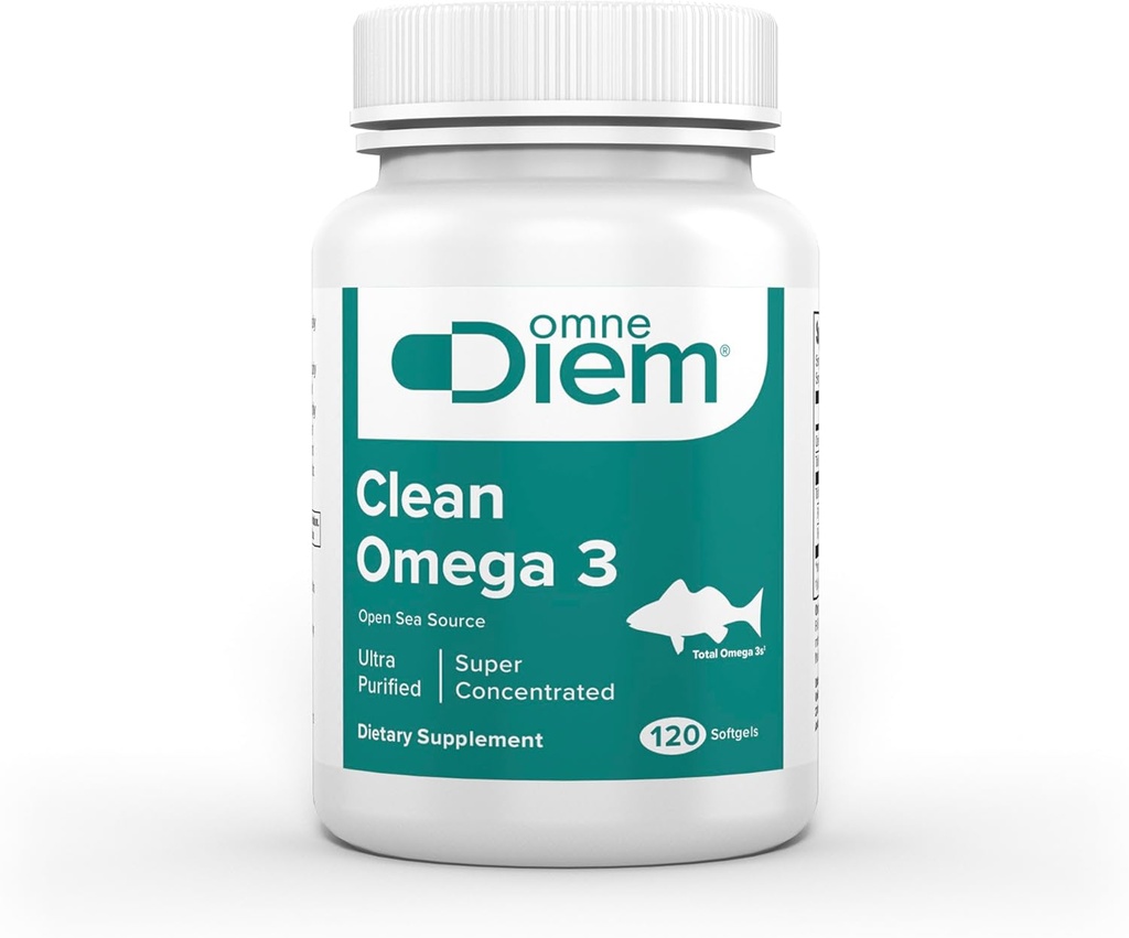 Omne Diem Clean Omega 3 - 1020mg, 120 softgel kapsulės - Žuvų taukų mitybos priedas su Omega-3 riebalų rūgštimis: EPA & DHA