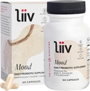 LiiV Mood Support Supplement – 8 Billion CFU Men & Women Probiotic – Daily Mood & Digestive Support Supplement – Whole Body Wellness, Powered by Saccharomyces boulardii & Cerebiome (60 Caps)