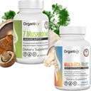 Organixx 7 Grybų Organic Grybų Priedas (60 Vegetariškų kapsulių) & Multi- Vita- Maxx Visas maistas Multivitaminas (90 Gelio kapsulės)