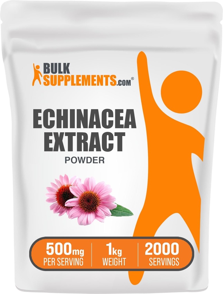 BulkSupplemen.com Echinacea ekstraktas Milteliai - Echinacea ekstraktas, žolių priedas imuninei paramai - Vegan & Gluten Free, 500mg per Serving, 1kg (2,2 lbs) (pakuotė 1)
