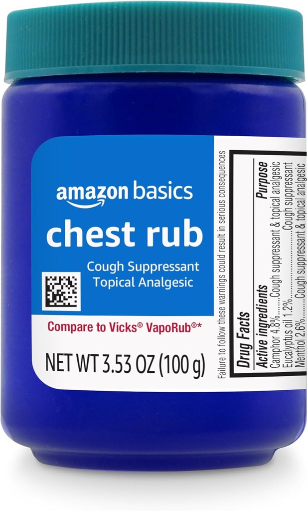 Amazonės pagrindai Krūtinė Rub Kosulys Priepuoliai ir Aktualus Analgezinis Tepalas, 3.53 Ounce