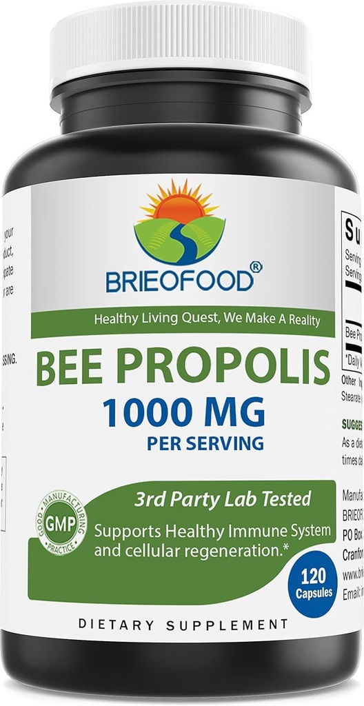 Brieofood Bee Propolis 1000mg vienam serviniam - 120 kapsulių