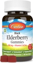 Carlson - Juodosios Elderberry Gummies, su vitaminu C & Cinkas, imuninė parama, 60 Gummies