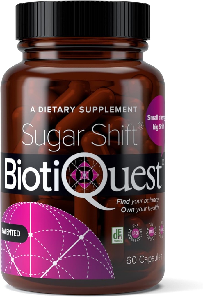 BiotiQuest Sugar Shift Probiotikai remti prieš Patogenus ir apsaugoti savo imuninę sistemą, 22 Billion KSV, Ne GMO, ir Gluten Free, 60 kapsulių