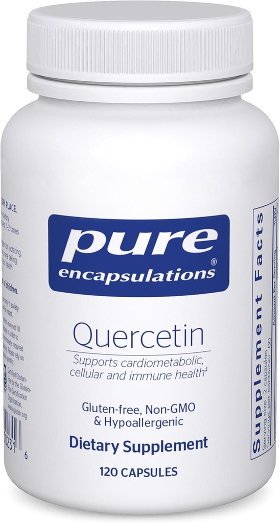 Pure Encapsulations Quercetin - 500 mg - Imuninė parama, ląstelių sveikata ir širdies sveikata - Antioksidanto papildas - Gluten Free & Non-GMO - 120 kapsulių