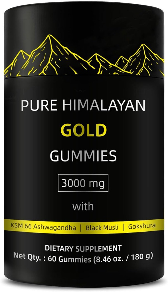 Pure Himalayan Gold Gummies ® 124; Rich in Ashwagandha, Gokshura Fulvic Acid 85 Micronutrients for Men, Women ® 124; No Added Sugar ® 124; Non- GMO ® 124; Natural Organic 60 Gummies per Box