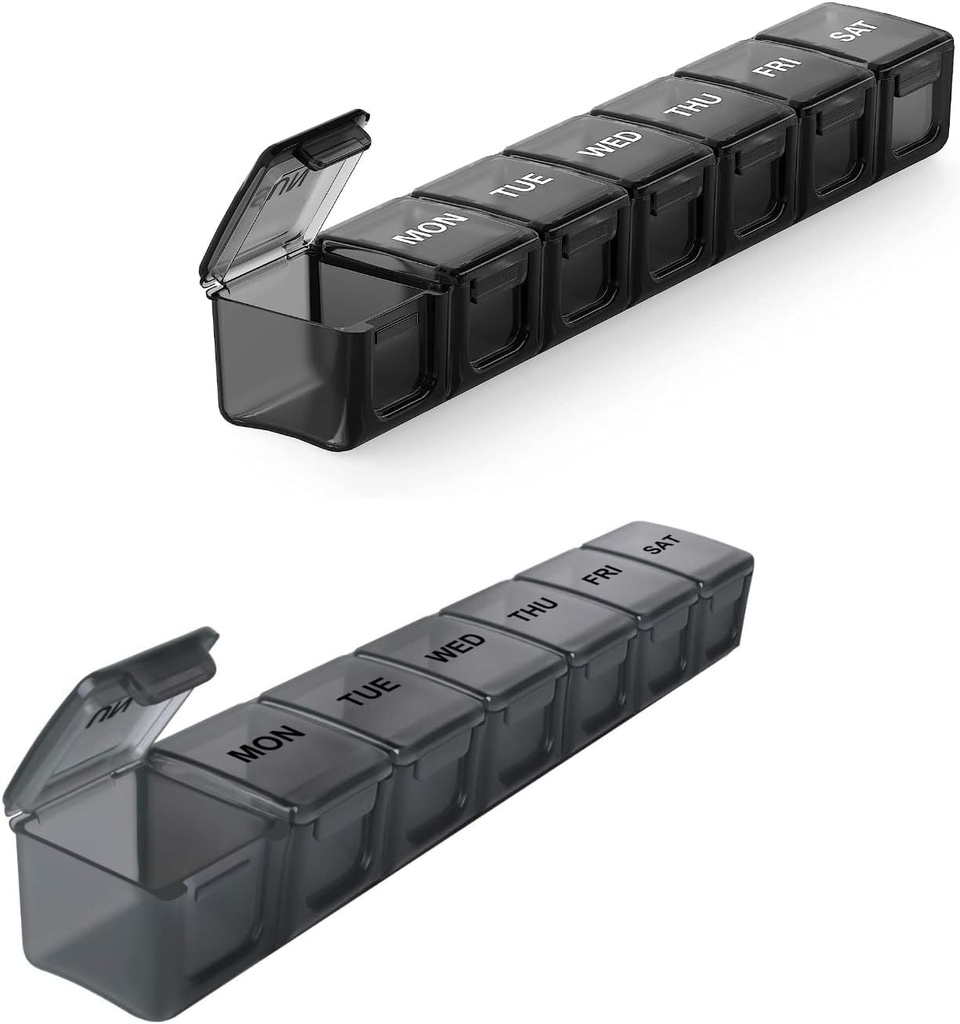 2 Pack Extra Big Pil Organizatorius, Sukuos Savaitės Pil Case su Clear Lid, Artritas Draugiškas medicinos Organizatorius tabletes / Vitaminas / Žuvų aliejus / papildai, BPA nemokamai, lengva valyti