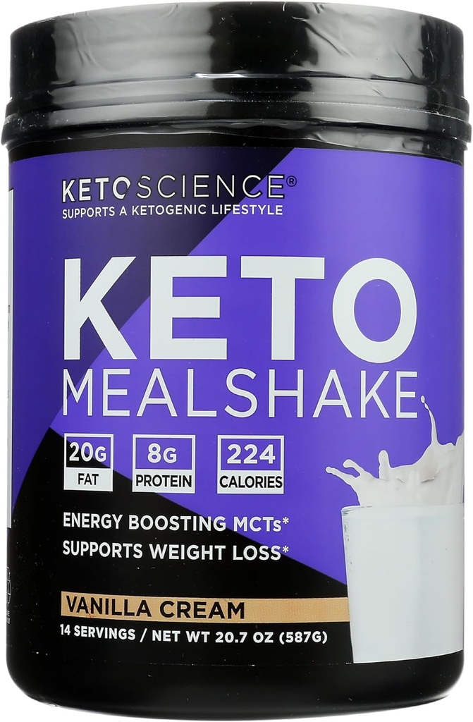 Keto Science Vanilla Cream Ketogenic Meal Shake Dietary Supplement, Paleo Friendly, 20.7 Ounces (Pack of 1)