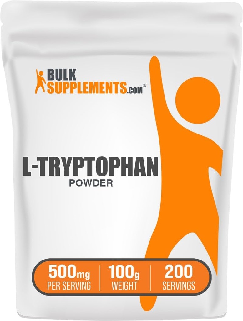 BulkSupplements.com L-Tryptophan Powder - Tryptophan Supplement, Amino Acid Supplement - Gluten Free, 500mg per Serving, 100g (3.5 oz) (Pack of 1)