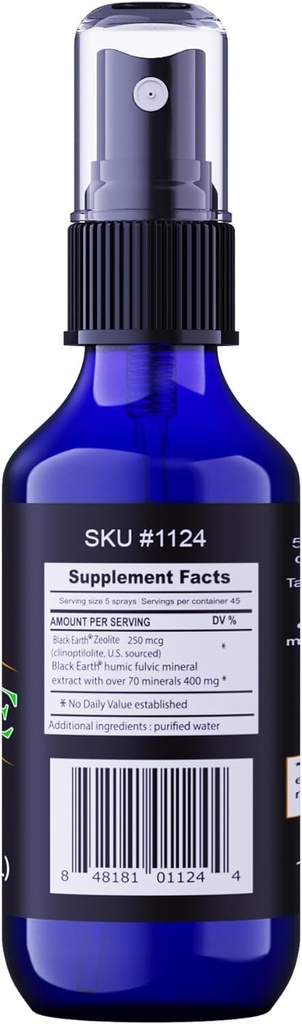 Black Earth Zeolite with Humic Fulvic Acids, Trace Minerals, for Adults and Kids Supports Gut Health, Immune Support, Digestion and Elimination and More 1oz Liquid Pump Spray Supplement (2 Pack)