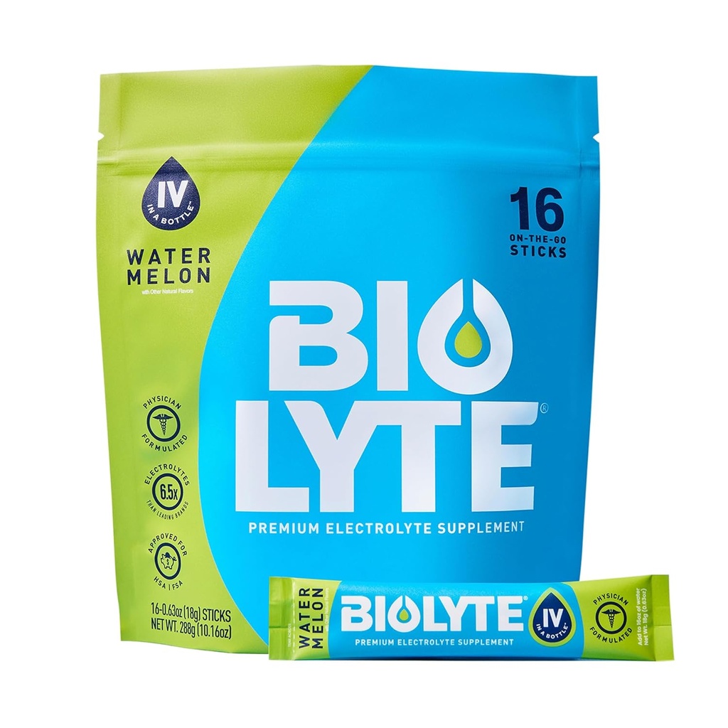 BIOLYTE IV Electrolyte miltelių pakeliai, IV Skystas geriamojo tirpalo mišinys vandeniui, Doctor- Dehidracija, Patvirtinta Dehidratacija Religija, Chemoterapija turi būti skutimosi moterims & vyrams - Watermelon (16 pakuotė)