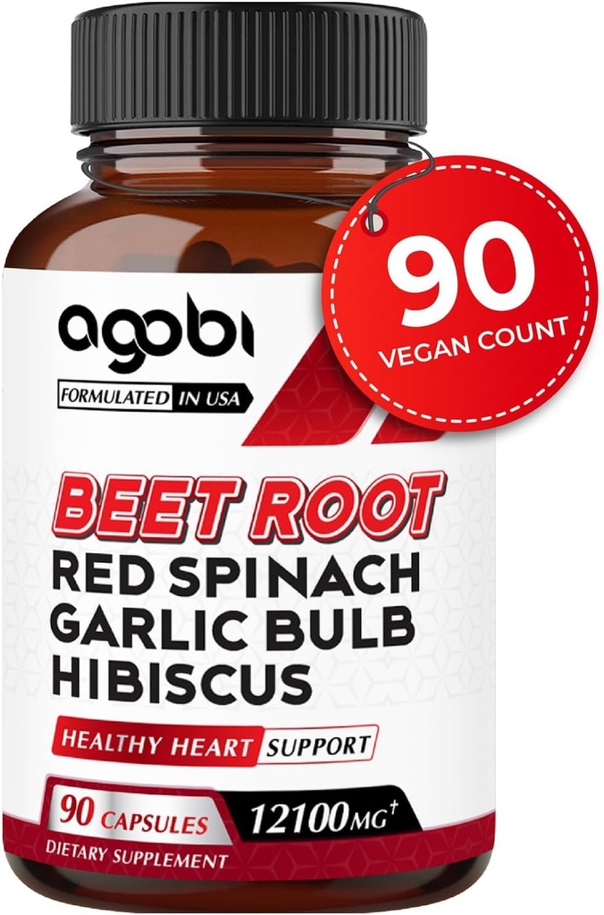 5in1 runkelių šaknų kapsulės - pridėta su raudonais špinatais, organinių česnakų bulb, Hibiscus & Black Pepper - Parama energijos gamybai, imuninė sistema & Digestive Health - 90 Vegan Capsules