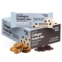 Perfect Collagen proteino Barai, Gluten Free Grass Fed Collagen + MCT Aliejus, Mažas karbas, Nėra pridėto cukraus, Aukšto baltymų užkandžiai, Keto dietos maisto produktai, 11g baltymų, 18g riebalų, 3g neto karpų, Šokoladas Čipas, 12 Barai