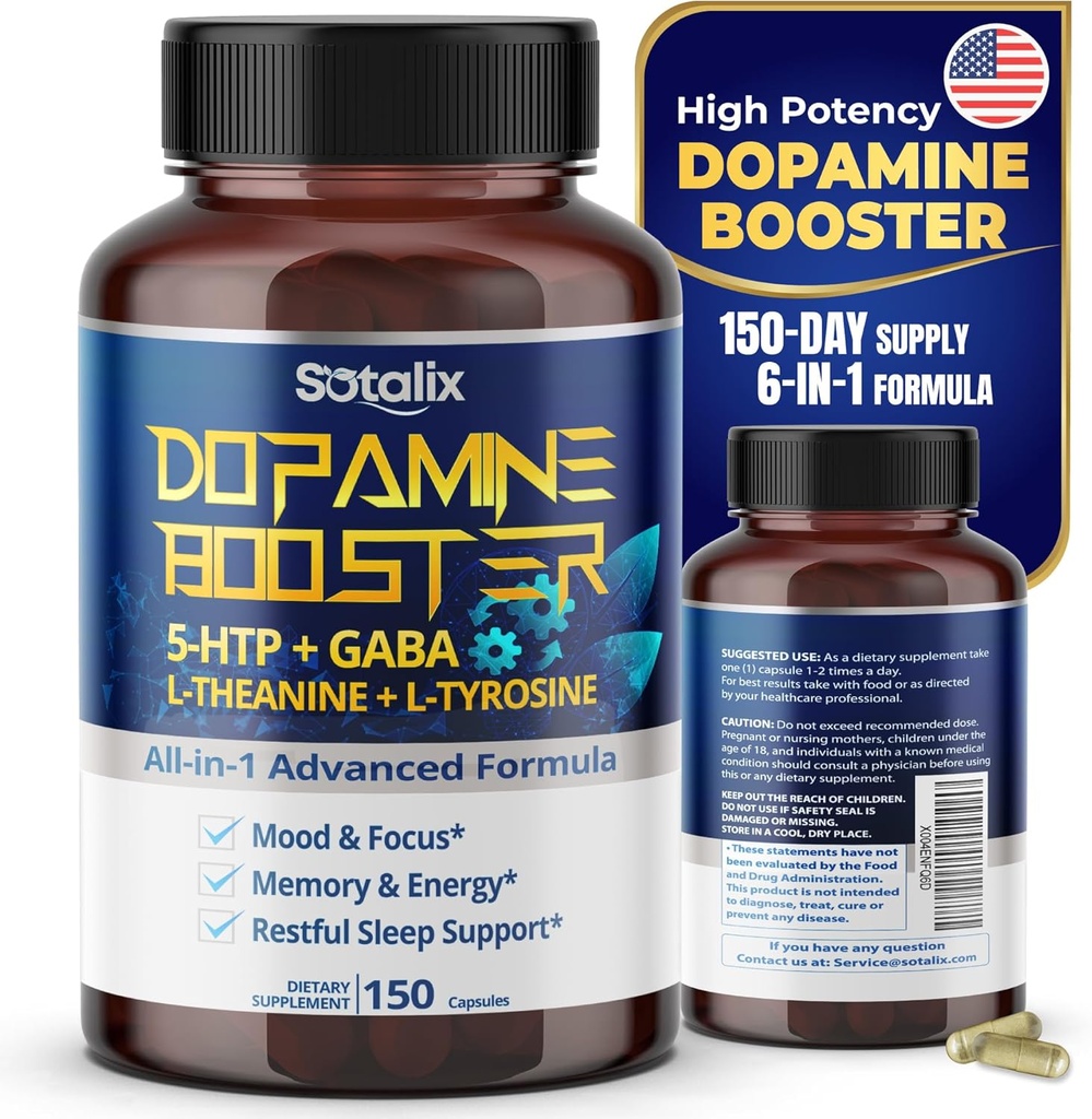 5-HTP + GABA su L-Theanine + L-Tirozinas - Mood & Focus, Atmintis ir energija, Restauravimo parama - JAV Pagaminta & Tested (150 dienų tiekimas (Pack of 1))